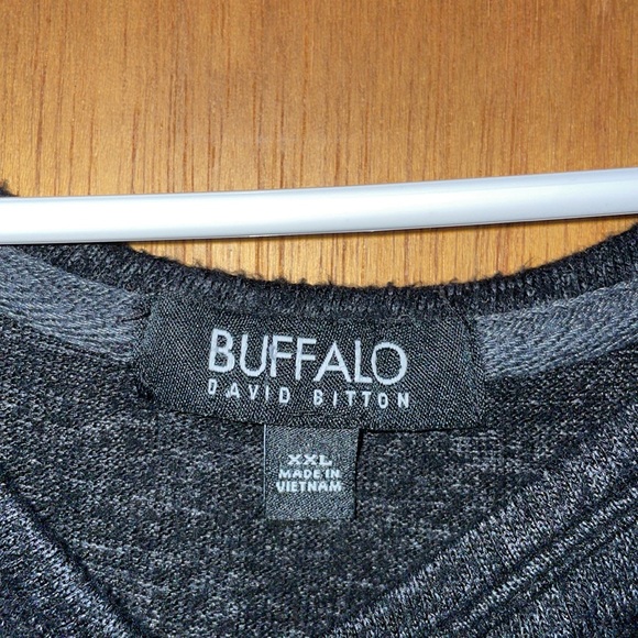 •BUFFALO DAVID BITTON•BLACK/DARK GRAY LONG SLEEVE SCOOPNECK TOP SIZE XXL - Picture 4 of 8